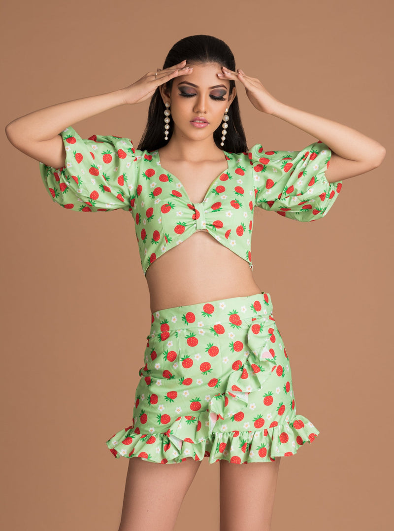 Crimson Berry Skirt Set