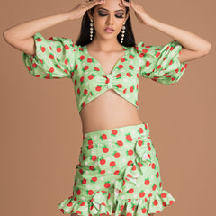 Crimson Berry Skirt Set