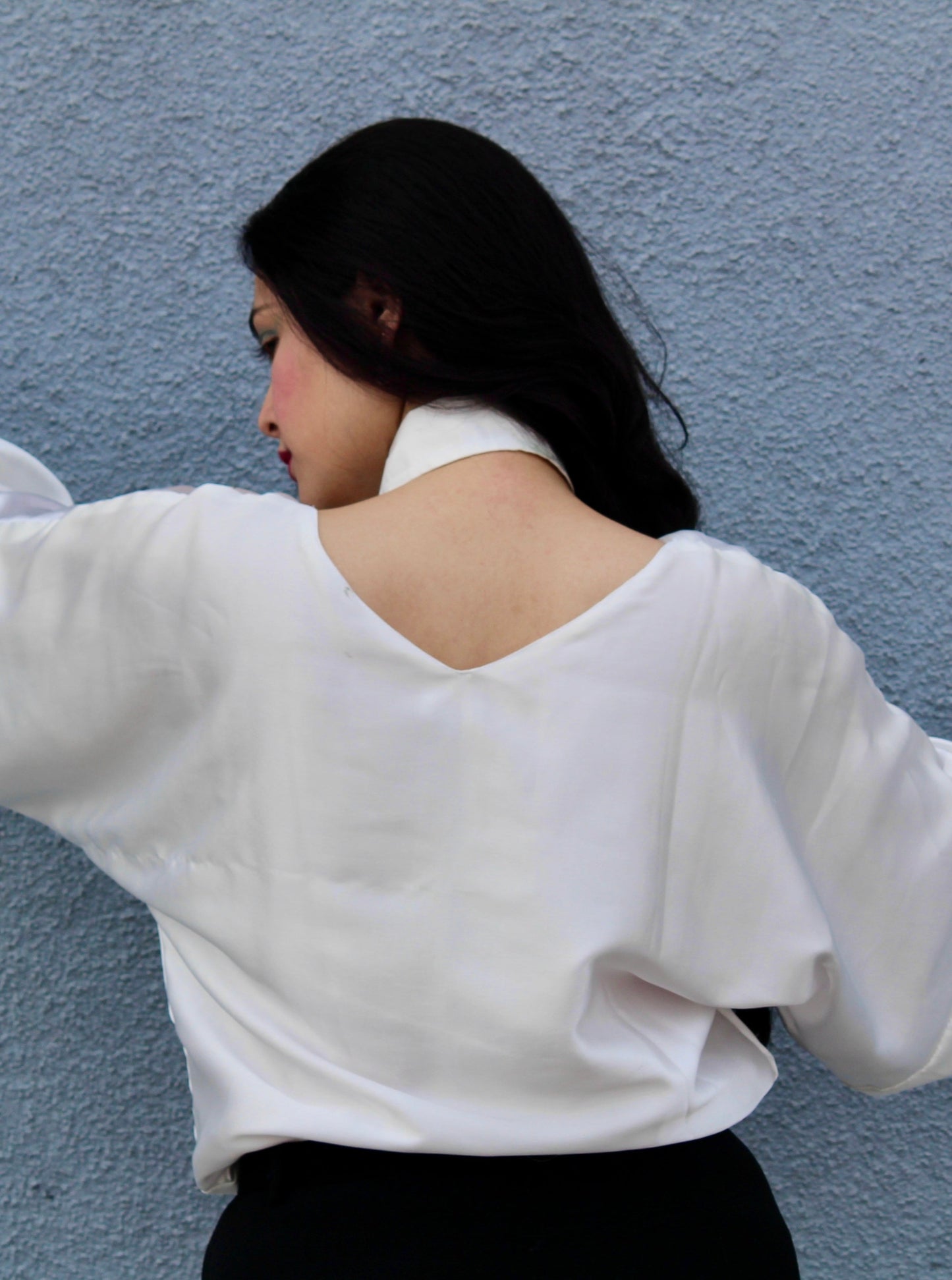 Satin Top With Detachable Collar