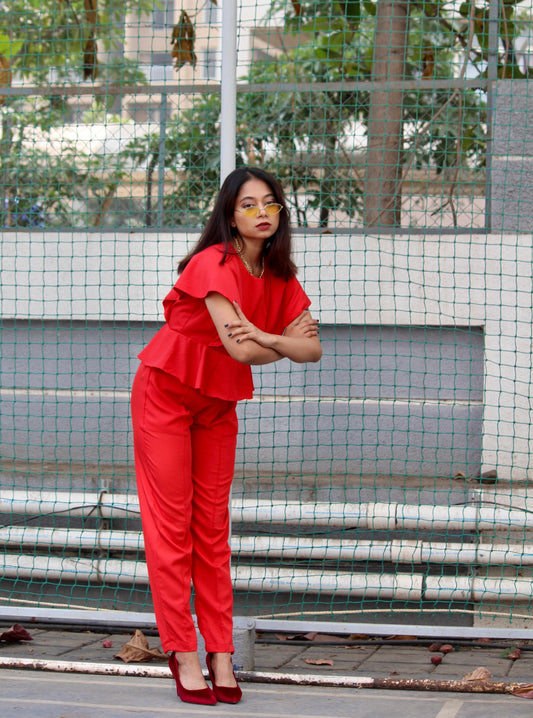 Berry Peplum Co-ord Set