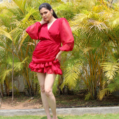 Maroon Pleated Dress