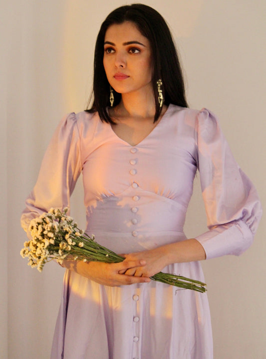 Lilac Satin Maxi Dress