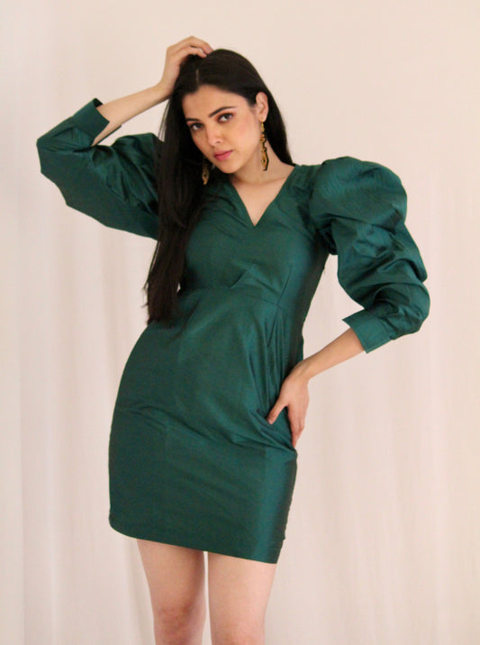 Pine Taffeta Dress