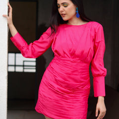 Hot Pink Pleated Dress