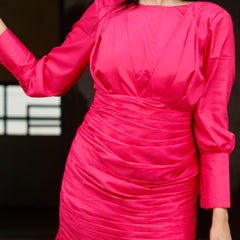 Hot Pink Pleated Dress