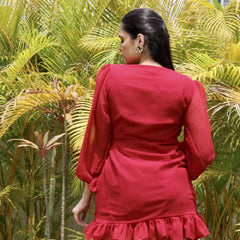 Maroon Pleated Dress