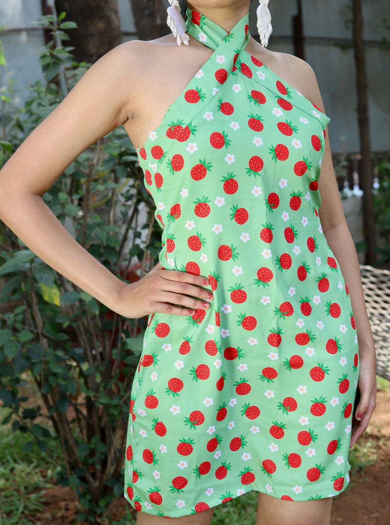 Berry Halter Neck Dress