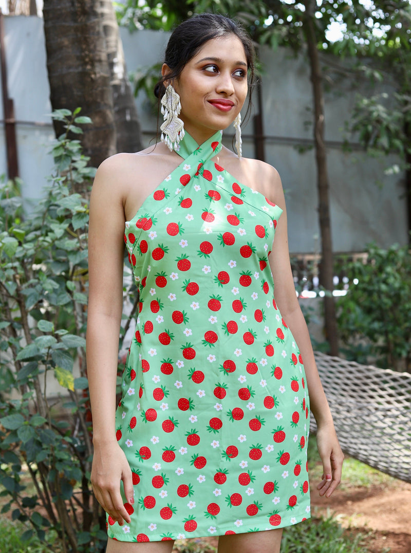 Berry Halter Neck Dress