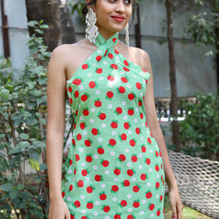 Berry Halter Neck Dress