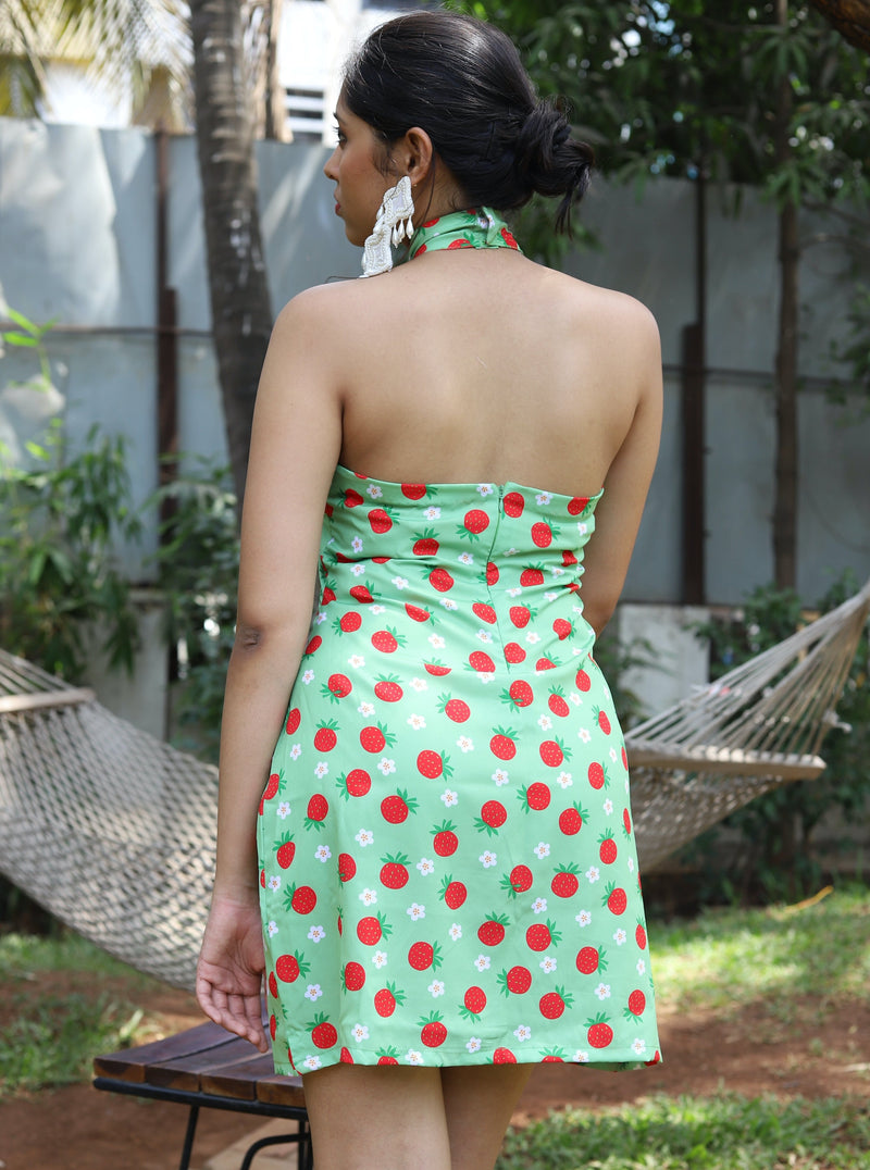 Berry Halter Neck Dress