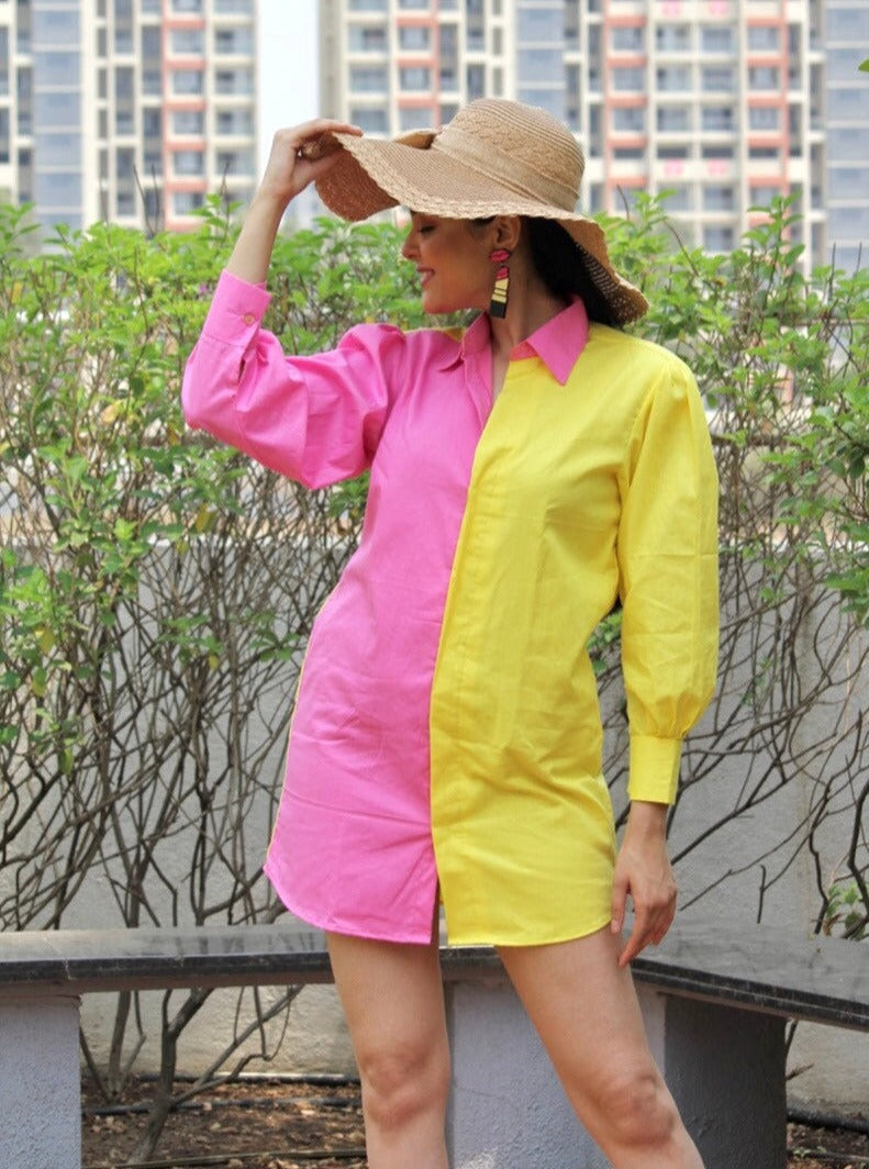 Two Tone Shirt Dress
